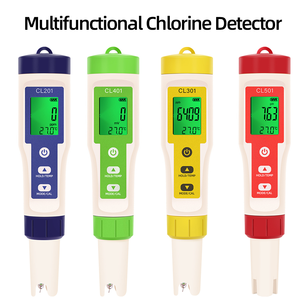 Marine Test Kit - PH/CL2/H2/ORP/Temperaturmessgerät, Chlordetektor, digitaler Wasserqualitätstester für Pools,