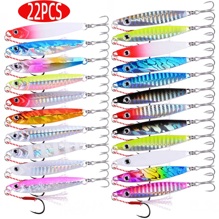 Marine Salt Mix - 22PCS Metall Guss Jig Löffel Angeln